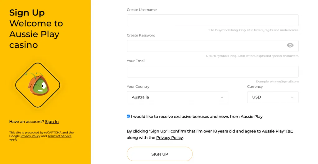 sign up
